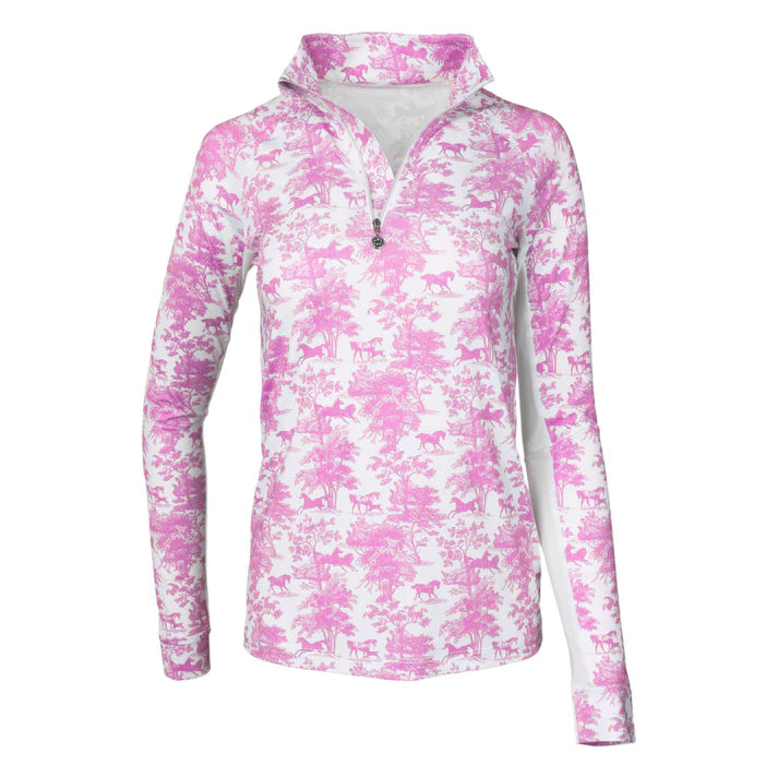 Dapplebay Equestrian Toile 1/4 Zip Light Riding Top - Long Sleeve