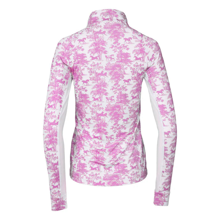 Dapplebay Equestrian Toile 1/4 Zip Light Riding Top - Long Sleeve