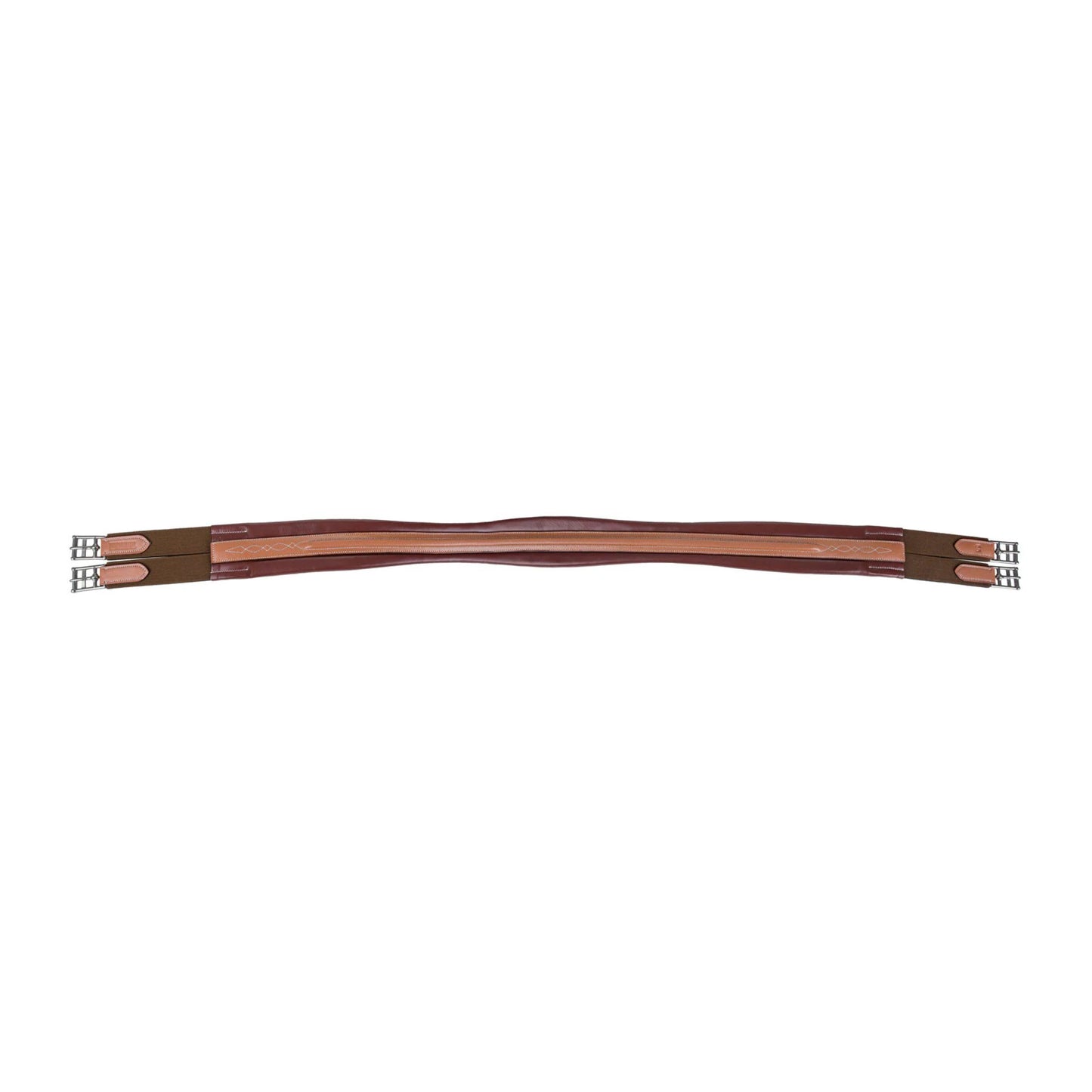 Henri De Rivel Laureate Raised Fancy Stitched Chafeless Leather Girth - Oak Bark, European Leather