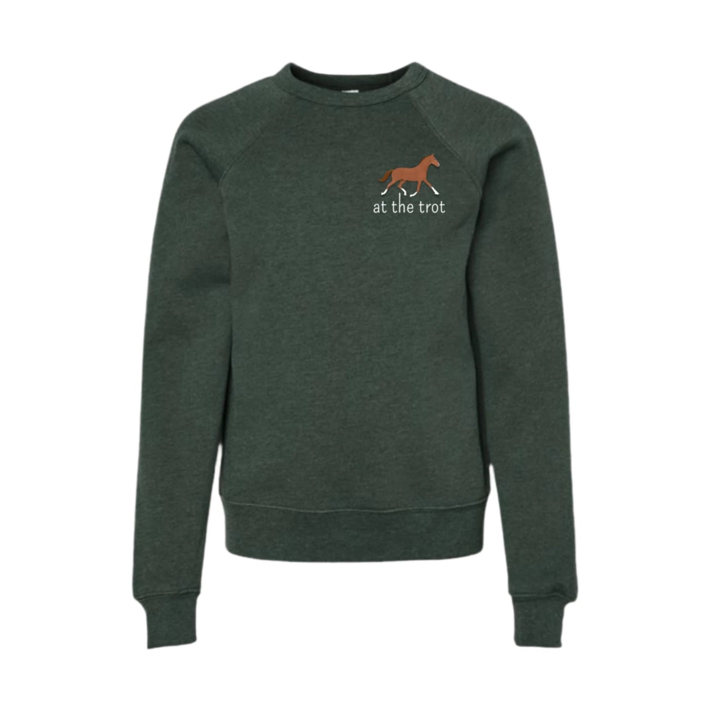 At The Trot YOUTH Sponge Fleece Classic Crew Sweatshirt, Small Pocket Logo