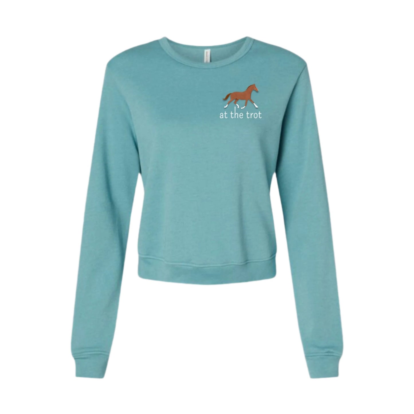 At The Trot ADULT Sponge Fleece Classic Crew Sweatshirt, Small Pocket Logo