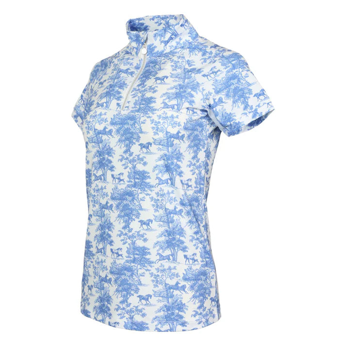 Dapplebay Equestrian Toile 1/4 Zip Light Riding Top - Short Sleeve