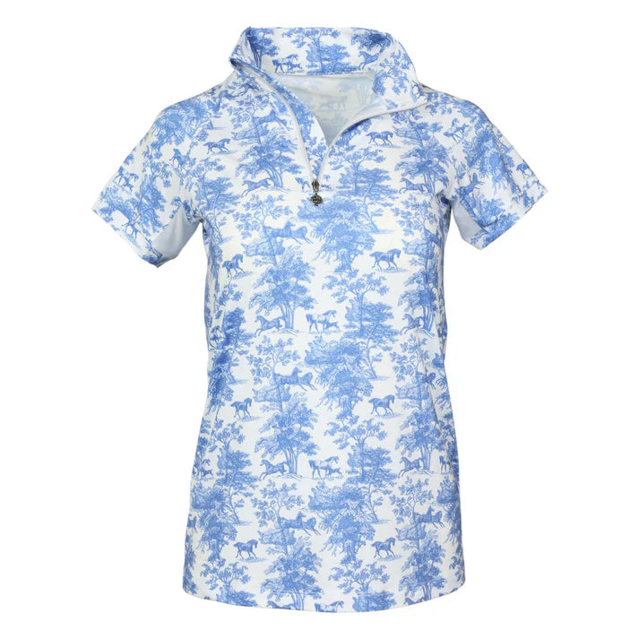 Dapplebay Equestrian Toile 1/4 Zip Light Riding Top - Short Sleeve