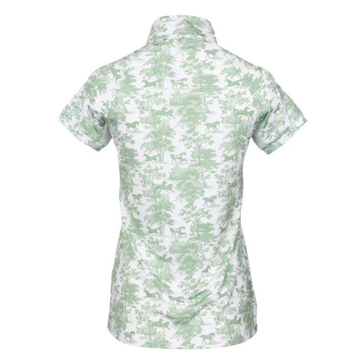 Dapplebay Equestrian Toile 1/4 Zip Light Riding Top - Short Sleeve