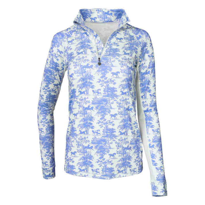 Dapplebay Equestrian Toile 1/4 Zip Light Riding Top - Long Sleeve