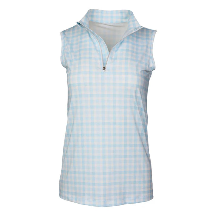 Dapplebay Gingham 1/4 Zip Riding Top - Sleeveless