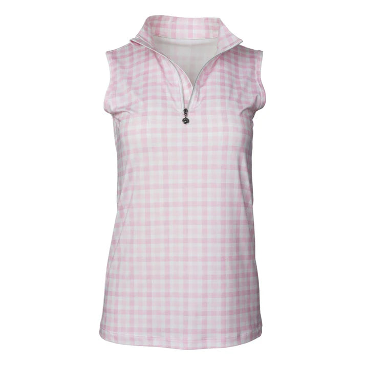 Dapplebay Gingham 1/4 Zip Riding Top - Sleeveless