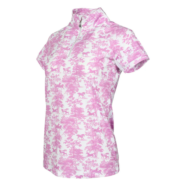 Dapplebay Equestrian Toile 1/4 Zip Light Riding Top - Short Sleeve