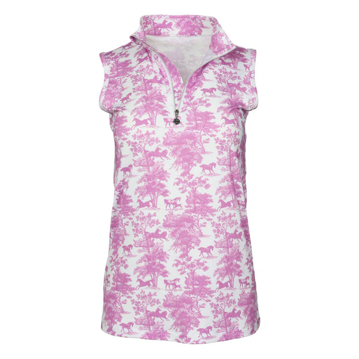 Dapplebay Equestrian Toile 1/4 Zip Light Riding Top - Sleeveless