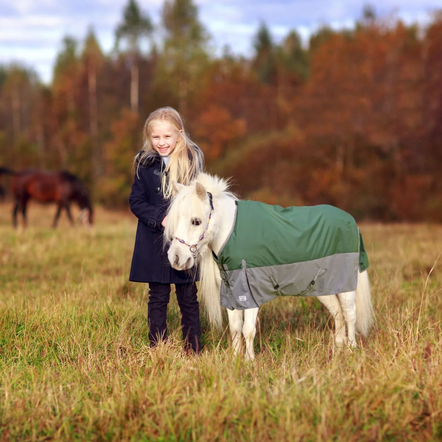 TuffRider Mini 1200D Ripstop Medium Weight 200GSM Turnout blanket with Standard Neck