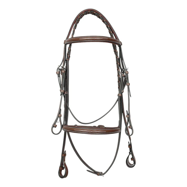 Henri De Rivel Pro Fancy Raised Comfort Crown Padded Bridle with Fancy Raised Reins