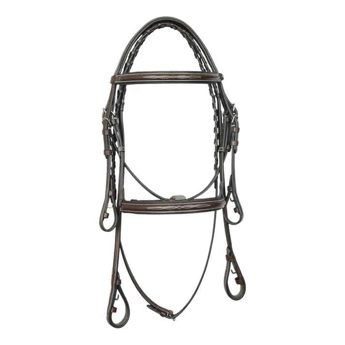 Henri De Rivel Pro Fancy Raised Comfort Crown Padded Bridle with Fancy Raised Reins