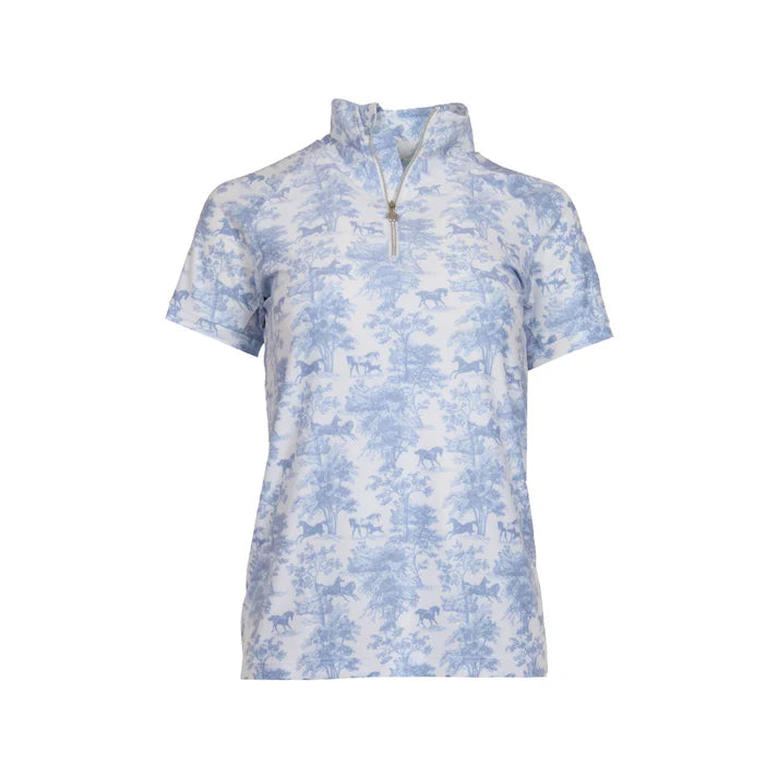 Dapplebay Equestrian Toile 1/4 Zip Riding Top – Short Sleeve