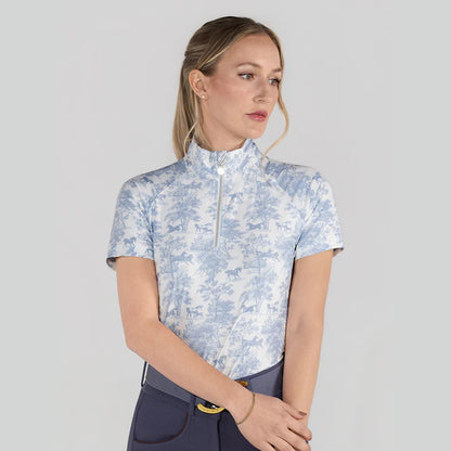 Dapplebay Equestrian Toile 1/4 Zip Riding Top – Short Sleeve