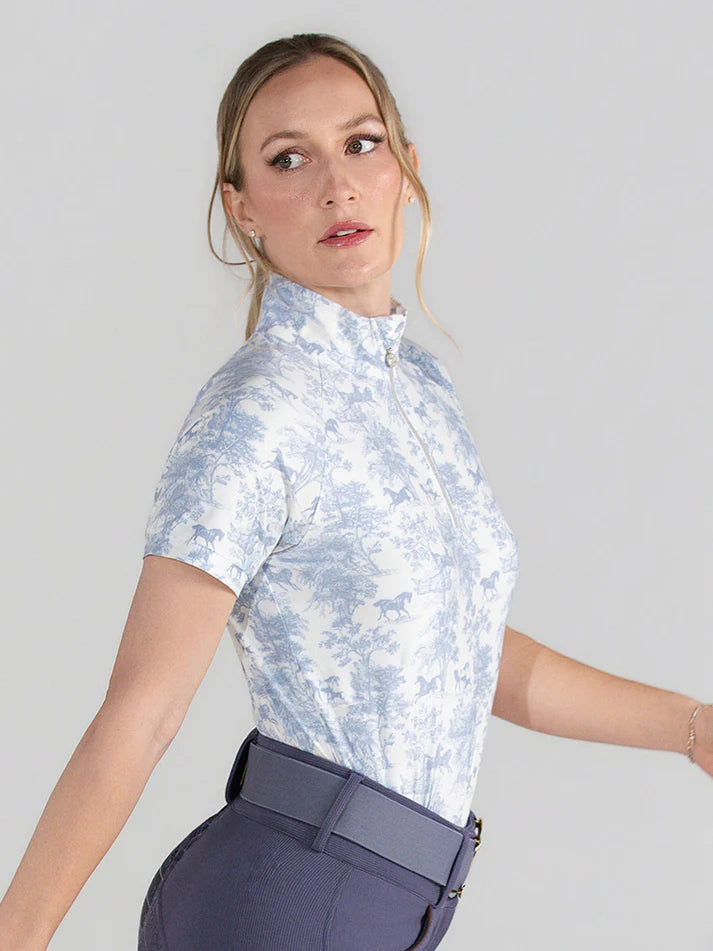 Dapplebay Equestrian Toile 1/4 Zip Riding Top – Short Sleeve