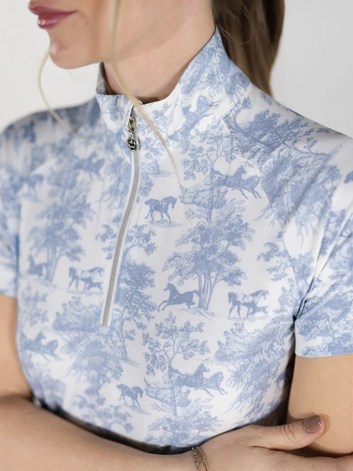 Dapplebay Equestrian Toile 1/4 Zip Riding Top – Short Sleeve