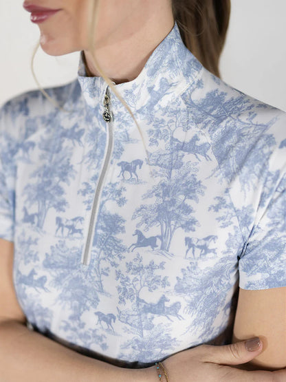 Dapplebay Equestrian Toile 1/4 Zip Riding Top – Short Sleeve