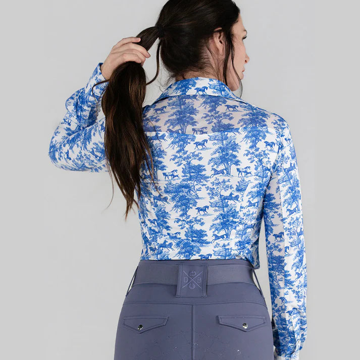 Dapplebay Equestrian Toile Ladies LS Button Down Western Shirt