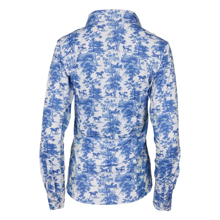 Dapplebay Equestrian Toile Ladies LS Button Down Western Shirt