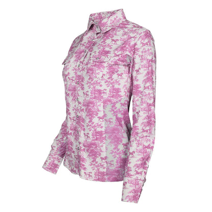 Dapplebay Equestrian Toile Ladies LS Button Down Western Shirt