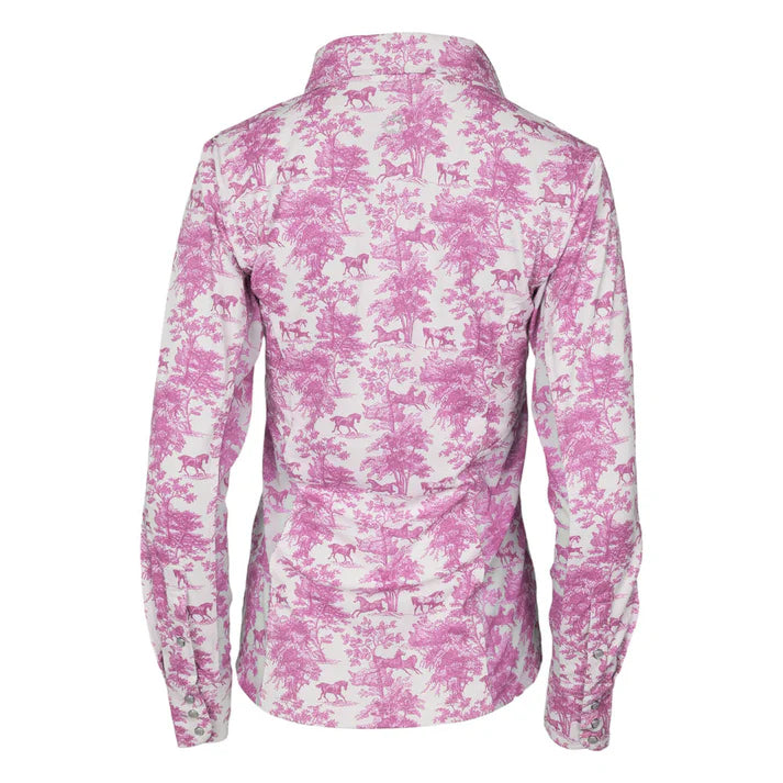 Dapplebay Equestrian Toile Ladies LS Button Down Western Shirt