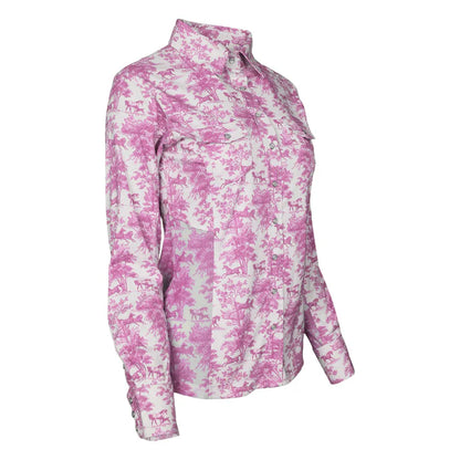 Dapplebay Equestrian Toile Ladies LS Button Down Western Shirt