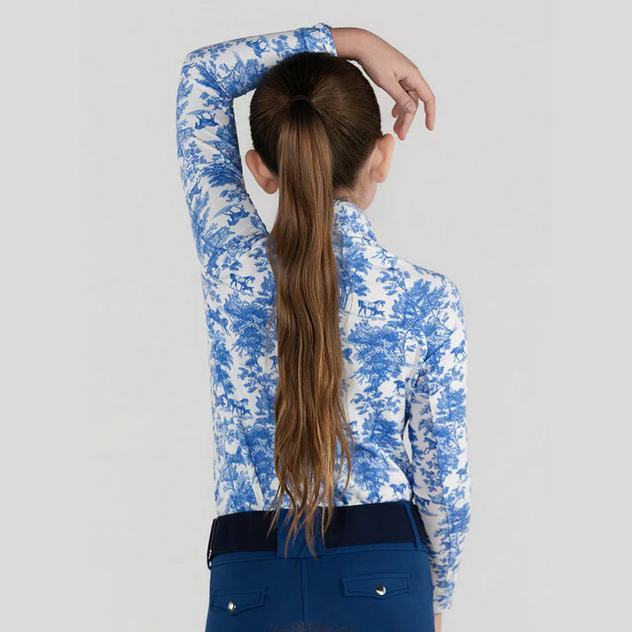 Dapplebay Kids Equestrian Toile 1/4 Zip Light Riding Top - Long Sleeve