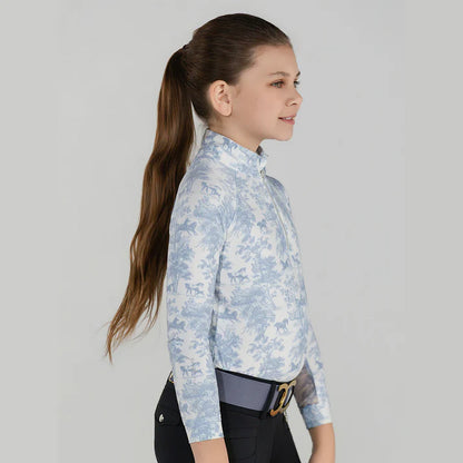 Dapplebay Kids Equestrian Toile 1/4 Zip Light Riding Top - Long Sleeve