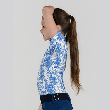Dapplebay Kids Equestrian Toile 1/4 Zip Light Riding Top - Short Sleeve