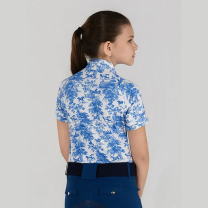 Dapplebay Kids Equestrian Toile 1/4 Zip Light Riding Top - Short Sleeve