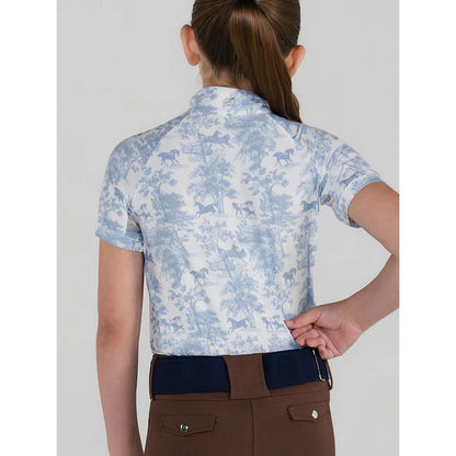 Dapplebay Kids Equestrian Toile 1/4 Zip Light Riding Top - Short Sleeve