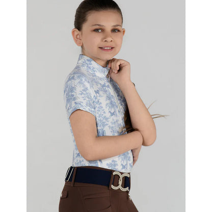 Dapplebay Kids Equestrian Toile 1/4 Zip Light Riding Top - Short Sleeve