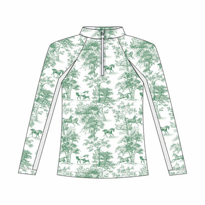 Dapplebay Kids Equestrian Toile 1/4 Zip Light Riding Top - Long Sleeve