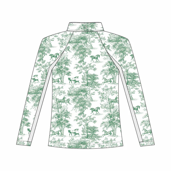 Dapplebay Kids Equestrian Toile 1/4 Zip Light Riding Top - Long Sleeve