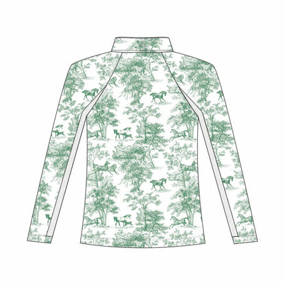 Dapplebay Kids Equestrian Toile 1/4 Zip Light Riding Top - Long Sleeve