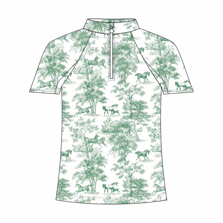 Dapplebay Kids Equestrian Toile 1/4 Zip Light Riding Top - Short Sleeve