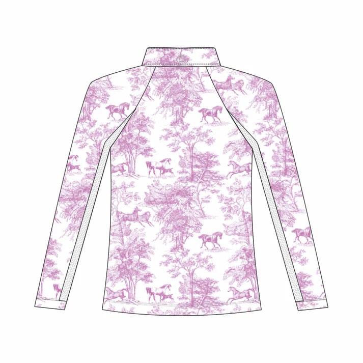 Dapplebay Kids Equestrian Toile 1/4 Zip Light Riding Top - Long Sleeve