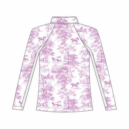 Dapplebay Kids Equestrian Toile 1/4 Zip Light Riding Top - Long Sleeve