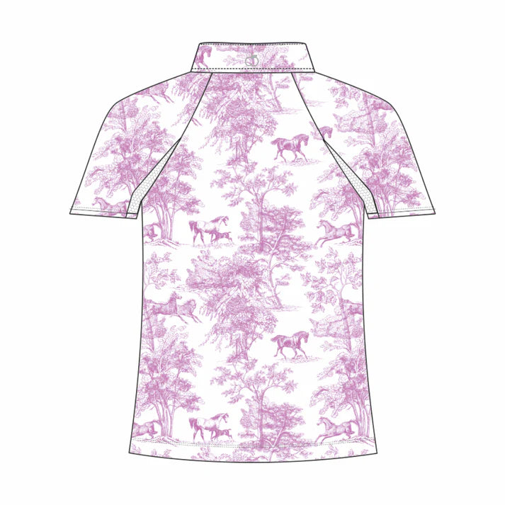 Dapplebay Kids Equestrian Toile 1/4 Zip Light Riding Top - Short Sleeve