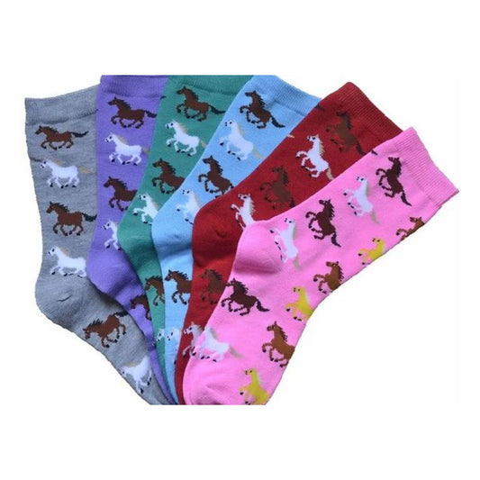 AWST Int'l Ladies Running Ponies Crew Socks, 6-Pack