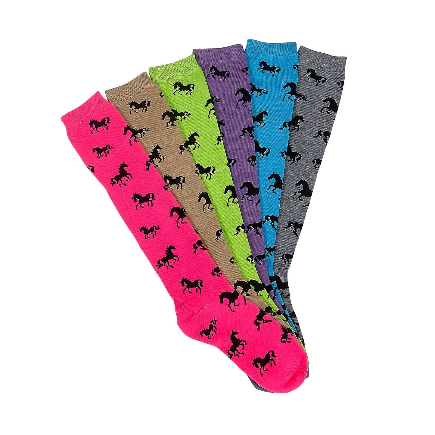 AWST Int'l Ladies Lila Horses All Over Knee Socks, 6-Pack