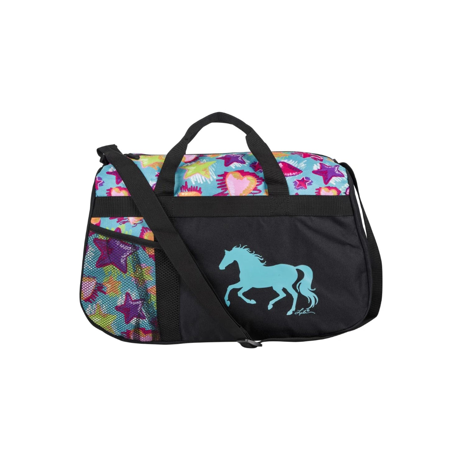 AWST Int'l Lila Galloping Horse Duffle Bag, Stars & Hearts