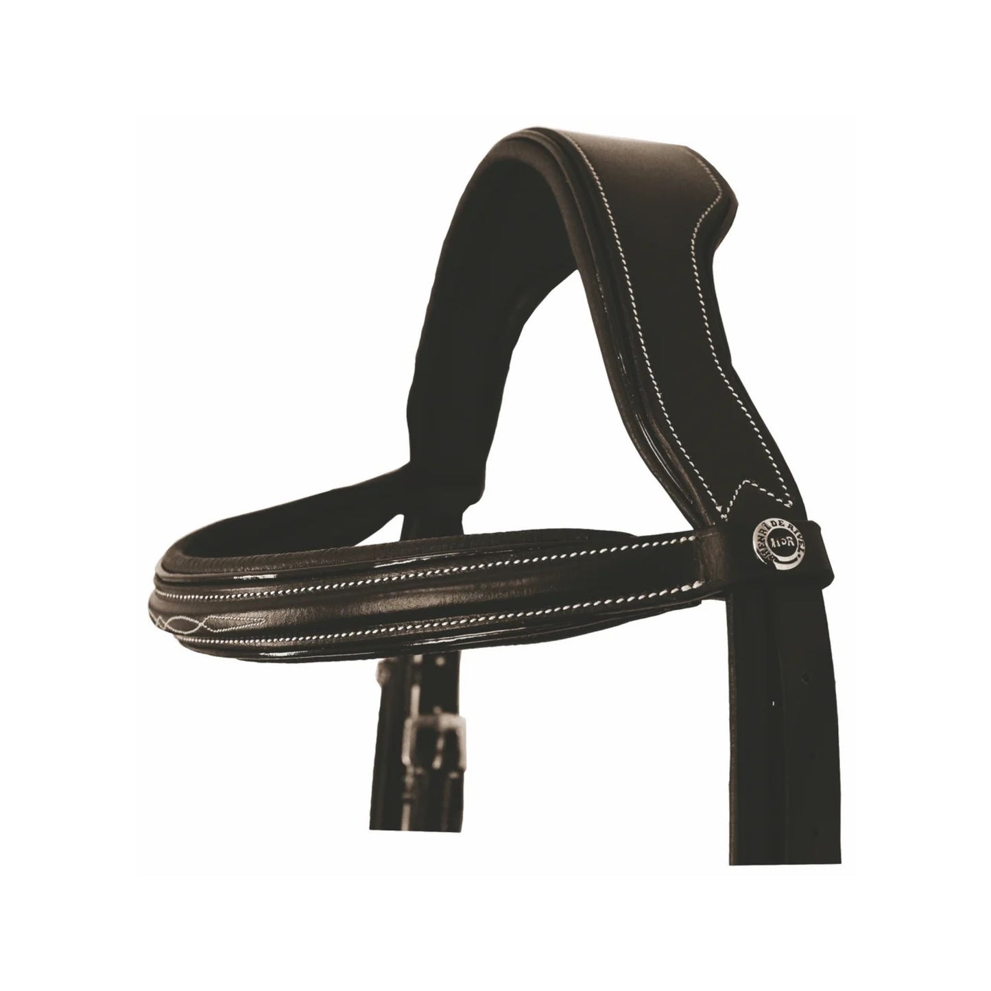 Henri De Rivel Pro Mono Crown Fancy Bridle with Patent Leather Piping and Laced Reins