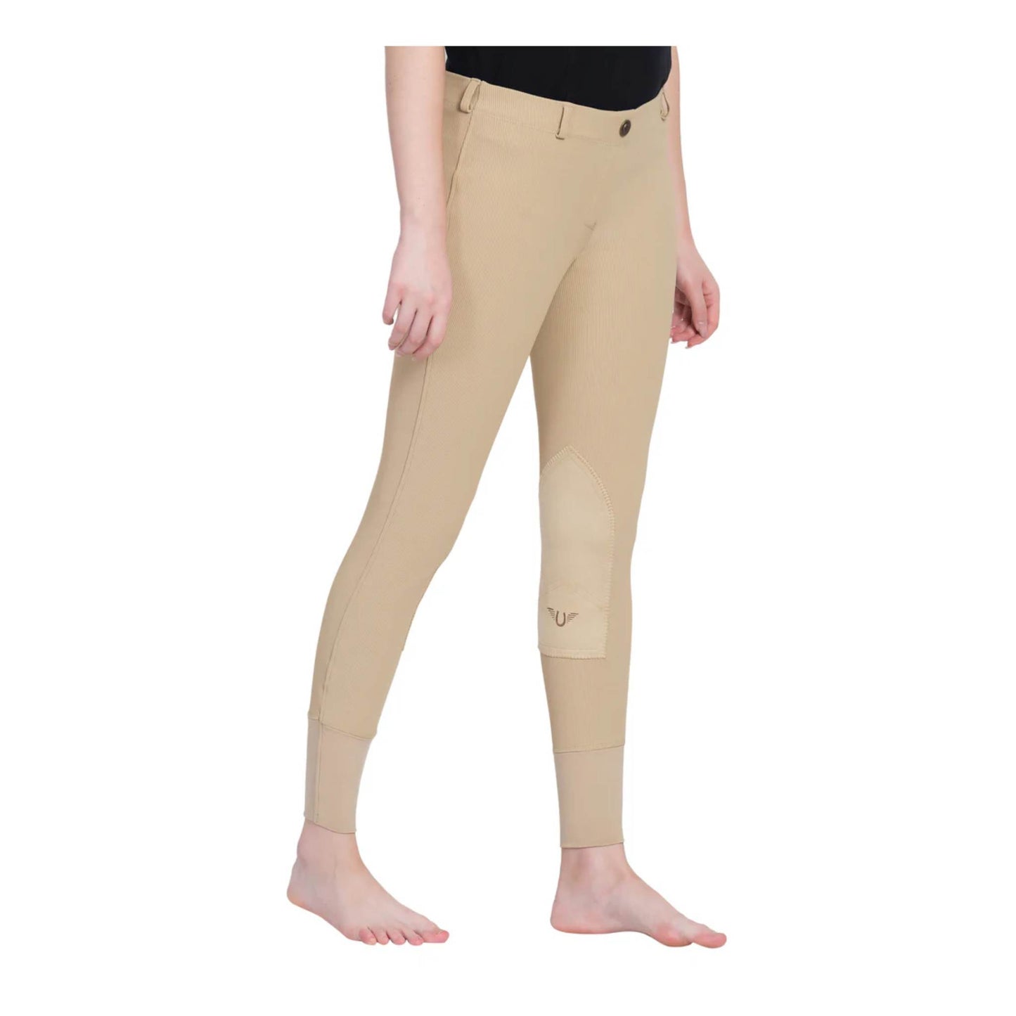 TuffRider Ladies Ribb Lowrise Pull-On Knee Patch Breeches