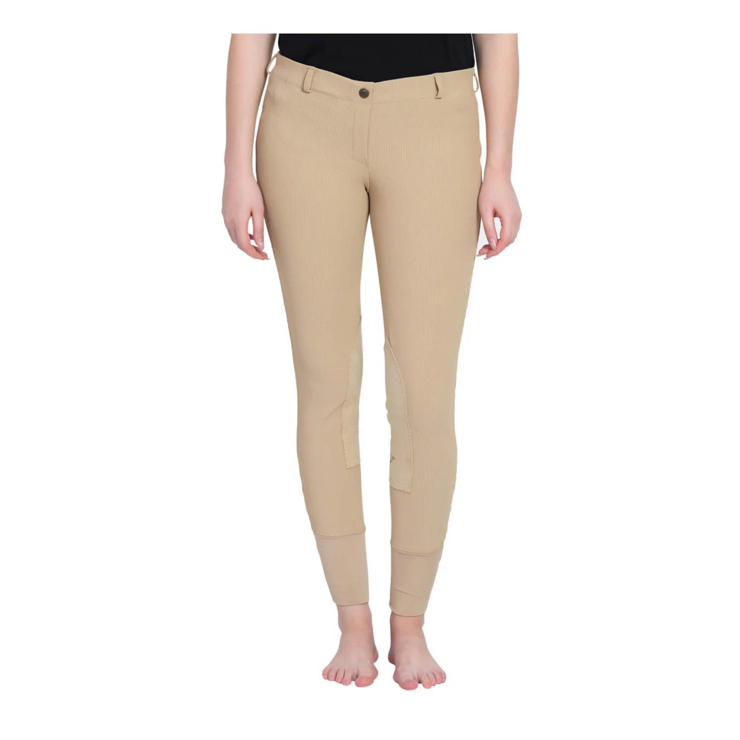 TuffRider Ladies Ribb Lowrise Pull-On Knee Patch Breeches