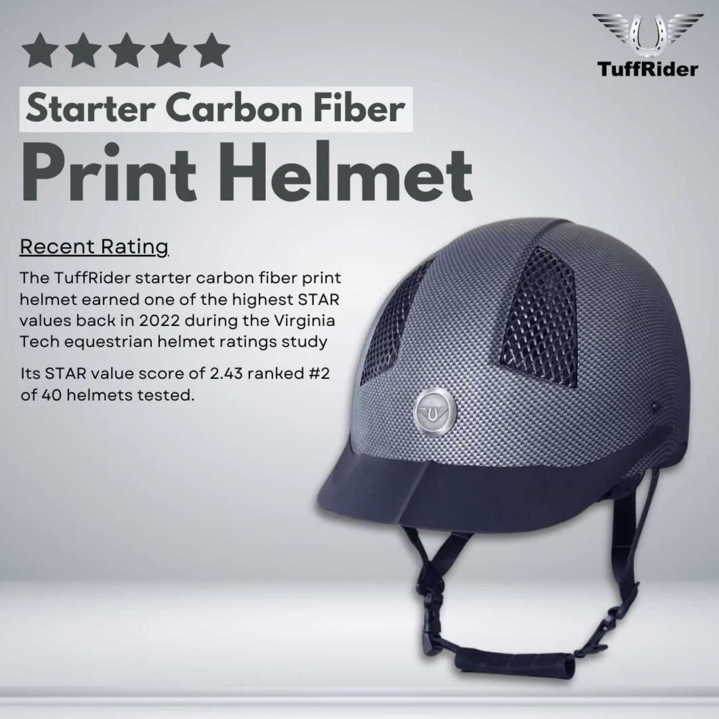 TuffRider Starter Helmet Carbon Fiber Print Grill