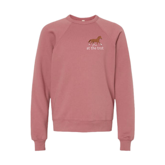 At The Trot YOUTH Sponge Fleece Classic Crew Sweatshirt, Small Pocket Logo