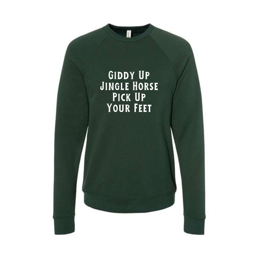 At The Trot Christmas Exclusive Bella + Canvas YOUTH Sponge Fleece Raglan Crewneck Sweatshirt