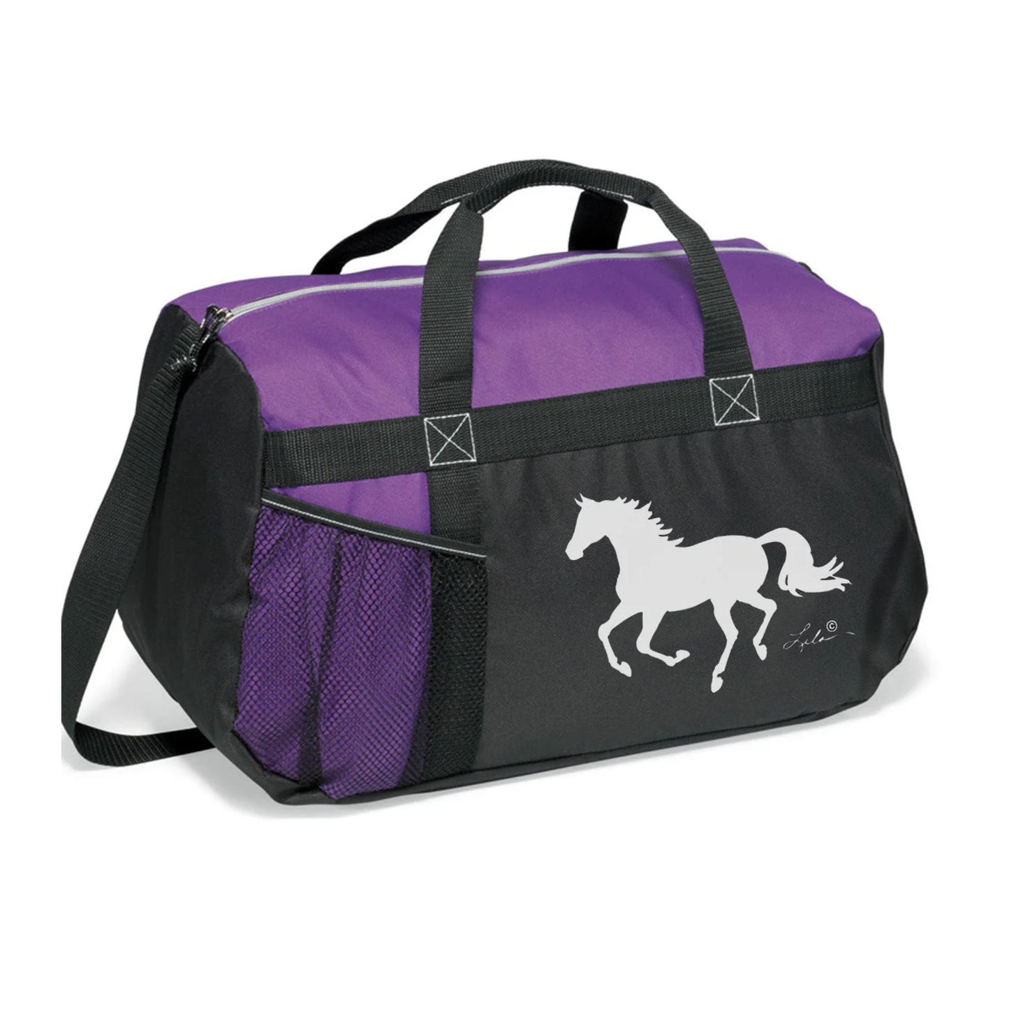 AWST Int'l Lila Galloping Horse Duffel Bag, Solid Colors