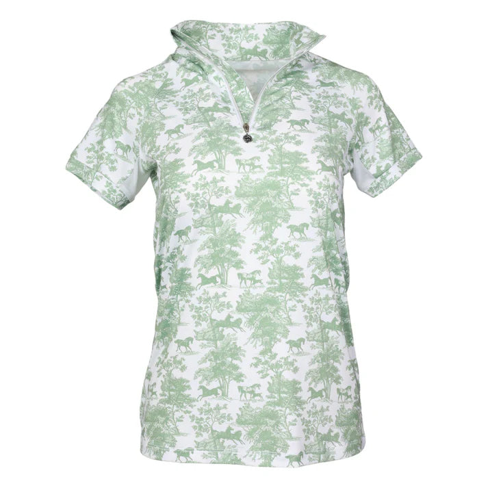 Dapplebay Equestrian Toile 1/4 Zip Light Riding Top - Short Sleeve